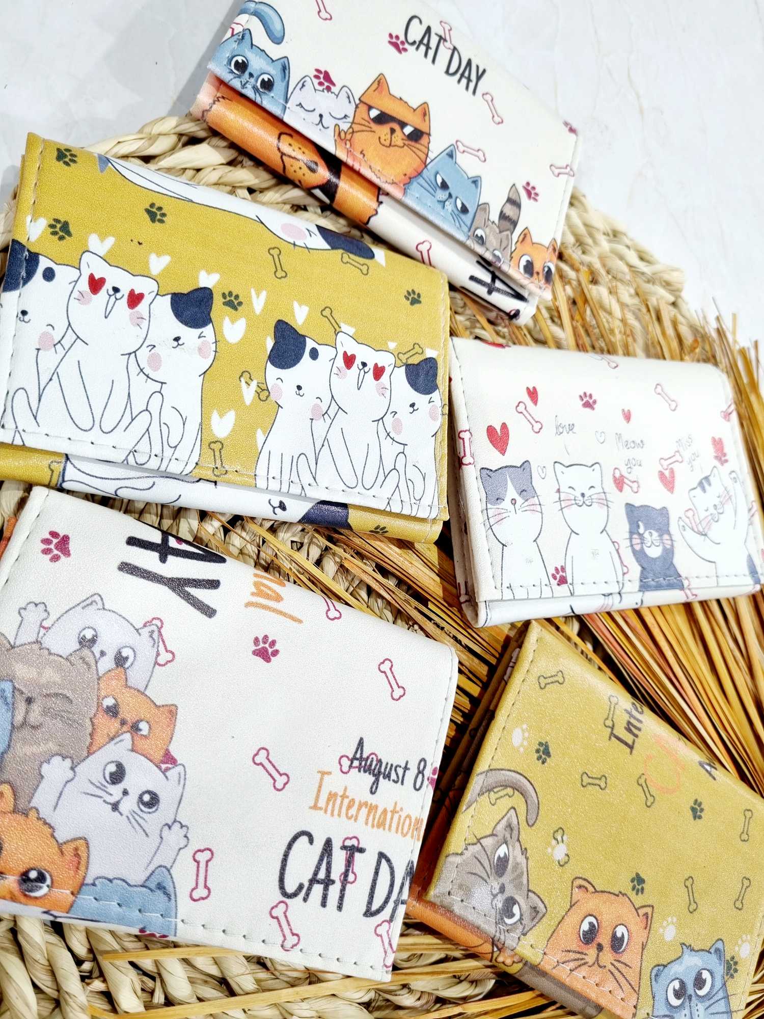 کیف پول جاکارتی فانتزی طرح گربه چرم صنعتی